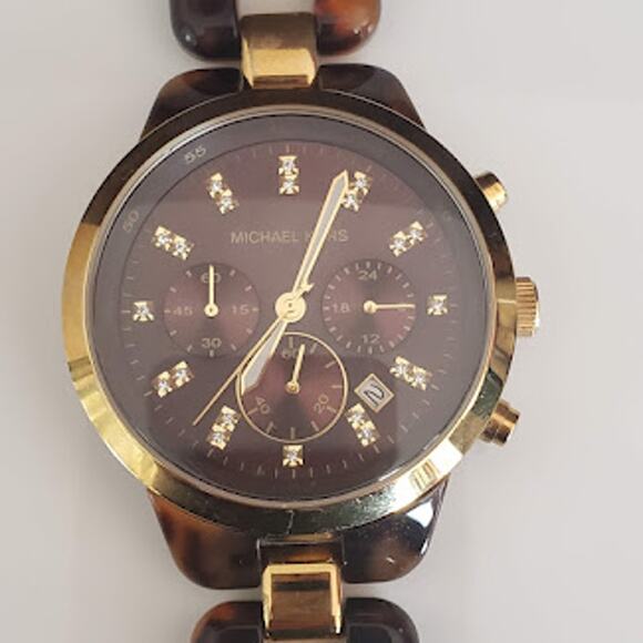 Michael Kors‎ Women's 43mm Watch Gold Tone and Tortoise Shell Band MK5609 Small - Picture 1 of 9